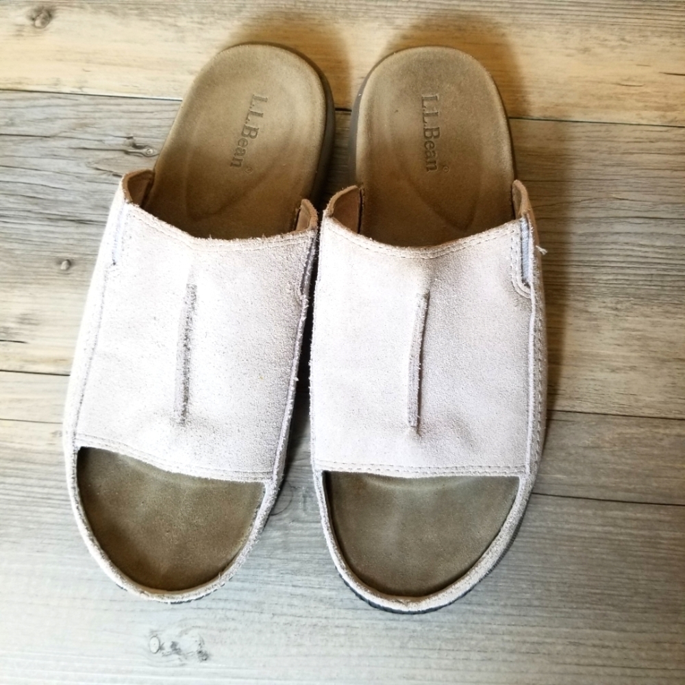 L. L. Bean Suede Single Strap Slide On Sandals